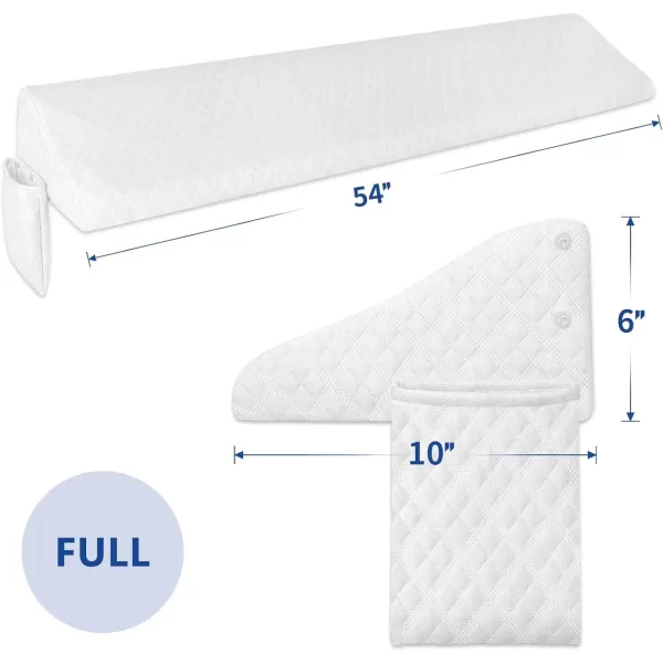 imageKayfia Queen Size Pillow Wedge for Headboard Gap Bed Gap Filller 08quot Mattress Space Filler Pillow Stopper with 2 Side Pocket Triangle Foam Pillow Wedge Between Headboard MattressGrey 60quotx10quotx6quotWhite