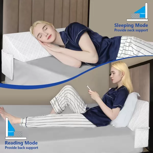 imageKayfia Queen Size Pillow Wedge for Headboard Gap Bed Gap Filller 08quot Mattress Space Filler Pillow Stopper with 2 Side Pocket Triangle Foam Pillow Wedge Between Headboard MattressGrey 60quotx10quotx6quotWhite