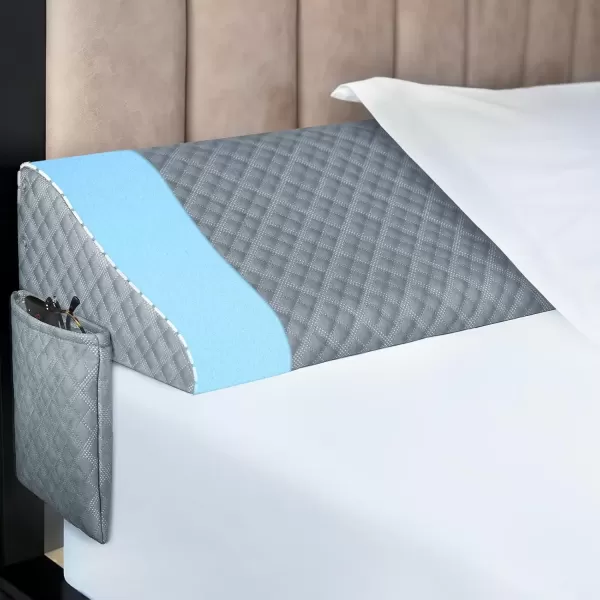 imageKayfia Queen Size Pillow Wedge for Headboard Gap Bed Gap Filller 08quot Mattress Space Filler Pillow Stopper with 2 Side Pocket Triangle Foam Pillow Wedge Between Headboard MattressGrey 60quotx10quotx6quotGray