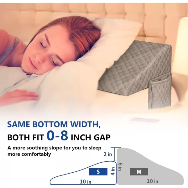 imageKayfia Queen Size Pillow Wedge for Headboard Gap Bed Gap Filller 08quot Mattress Space Filler Pillow Stopper with 2 Side Pocket Triangle Foam Pillow Wedge Between Headboard MattressGrey 60quotx10quotx6quotGrey10x4