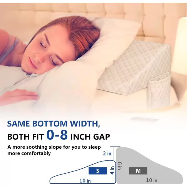 imageKayfia Queen Size Pillow Wedge for Headboard Gap Bed Gap Filller 08quot Mattress Space Filler Pillow Stopper with 2 Side Pocket Triangle Foam Pillow Wedge Between Headboard MattressGrey 60quotx10quotx6quotWhite10x4