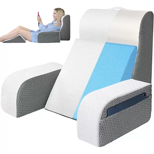imageKayfia Reading Pillow for Sitting up 4 in 1 Backrest Pillow with Detachable Arms Rest Bed Rest Pillow with Gel Memory Foam Back Pillow for ReadingGamingWorking in Bed or Couch 19quot Grey White