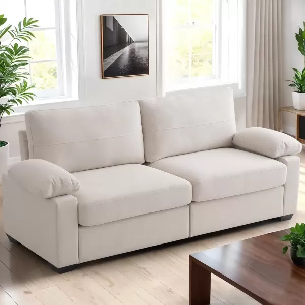 imageMERITLIFE 80quot Modern Sofas Couches for Living Room loveseat Comfy Sofa with Armrest Storage Removable Cover Linen Couches for Small Space ApartmentEasy to Install Love Seats Furniture BeigeBeige