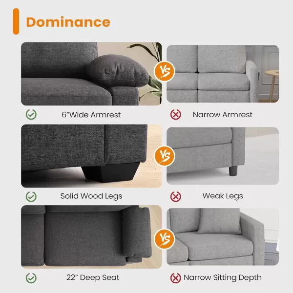imageMERITLIFE 80quot Modern Sofas Couches for Living Room loveseat Comfy Sofa with Armrest Storage Removable Cover Linen Couches for Small Space ApartmentEasy to Install Love Seats Furniture BeigeGrey