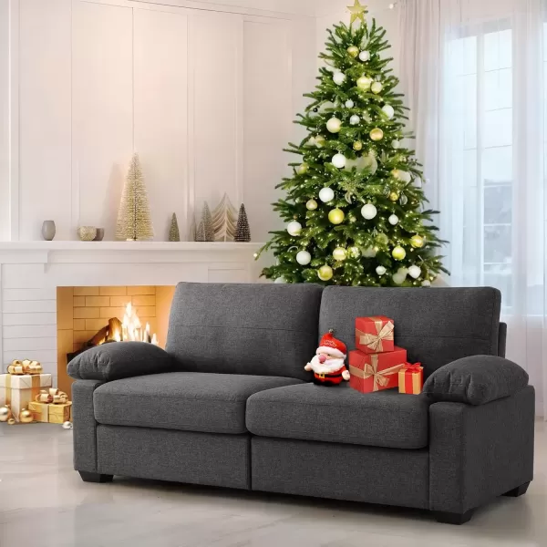 imageMERITLIFE 80quot Modern Sofas Couches for Living Room loveseat Comfy Sofa with Armrest Storage Removable Cover Linen Couches for Small Space ApartmentEasy to Install Love Seats Furniture BeigeGrey