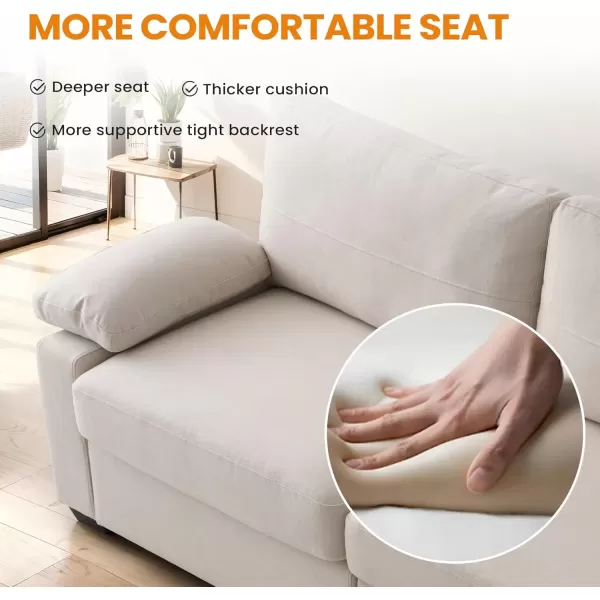 imageMERITLIFE 80quot Modern Sofas Couches for Living Room loveseat Comfy Sofa with Armrest Storage Removable Cover Linen Couches for Small Space ApartmentEasy to Install Love Seats Furniture BeigeBeige