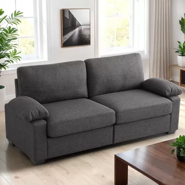 imageMERITLIFE 80quot Modern Sofas Couches for Living Room loveseat Comfy Sofa with Armrest Storage Removable Cover Linen Couches for Small Space ApartmentEasy to Install Love Seats Furniture BeigeGrey