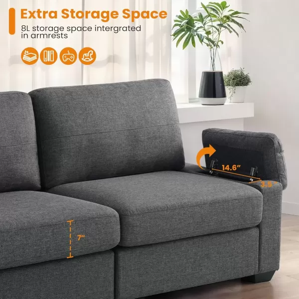 imageMERITLIFE 80quot Modern Sofas Couches for Living Room loveseat Comfy Sofa with Armrest Storage Removable Cover Linen Couches for Small Space ApartmentEasy to Install Love Seats Furniture BeigeGrey