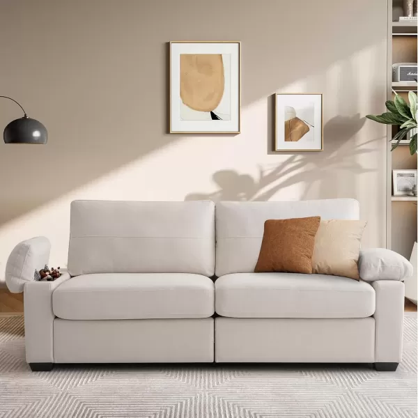 imageMERITLIFE 80quot Modern Sofas Couches for Living Room loveseat Comfy Sofa with Armrest Storage Removable Cover Linen Couches for Small Space ApartmentEasy to Install Love Seats Furniture BeigeBeige
