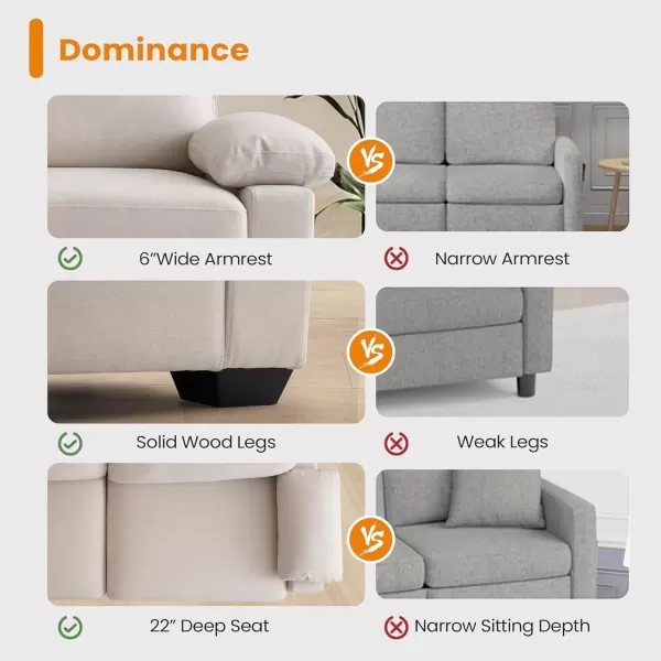 imageMERITLIFE 80quot Modern Sofas Couches for Living Room loveseat Comfy Sofa with Armrest Storage Removable Cover Linen Couches for Small Space ApartmentEasy to Install Love Seats Furniture BeigeBeige