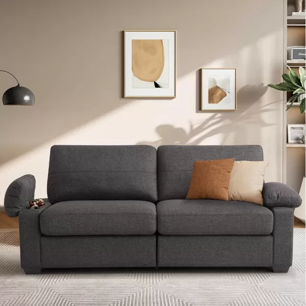 imageMERITLIFE 80quot Modern Sofas Couches for Living Room loveseat Comfy Sofa with Armrest Storage Removable Cover Linen Couches for Small Space ApartmentEasy to Install Love Seats Furniture BeigeGrey