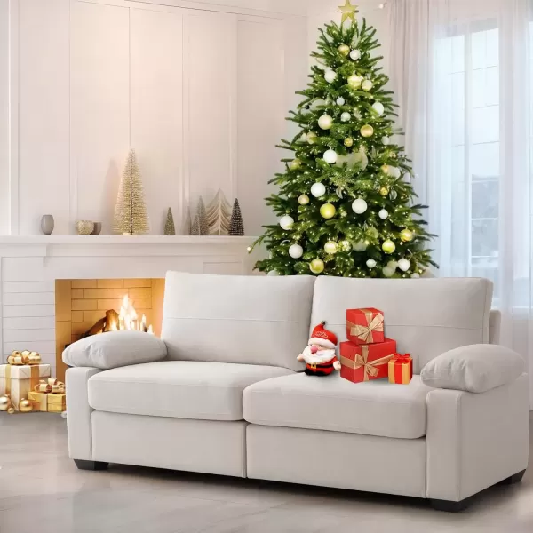 imageMERITLIFE 80quot Modern Sofas Couches for Living Room loveseat Comfy Sofa with Armrest Storage Removable Cover Linen Couches for Small Space ApartmentEasy to Install Love Seats Furniture BeigeBeige