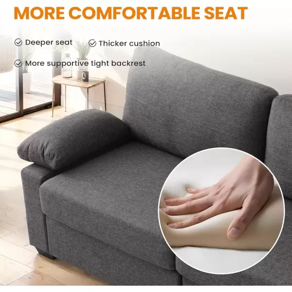 imageMERITLIFE 80quot Modern Sofas Couches for Living Room loveseat Comfy Sofa with Armrest Storage Removable Cover Linen Couches for Small Space ApartmentEasy to Install Love Seats Furniture BeigeGrey