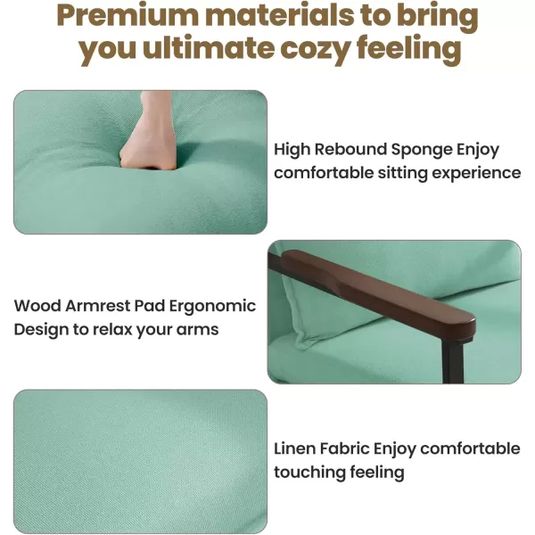 imageMERITLIFE Accent Chair Upholstered Living Room Chairs with Metal Frame Linen Single Sofa Armchair Reading Leisure Chair with High Back for for Living Room Bedroom Blue Set of 2Blue