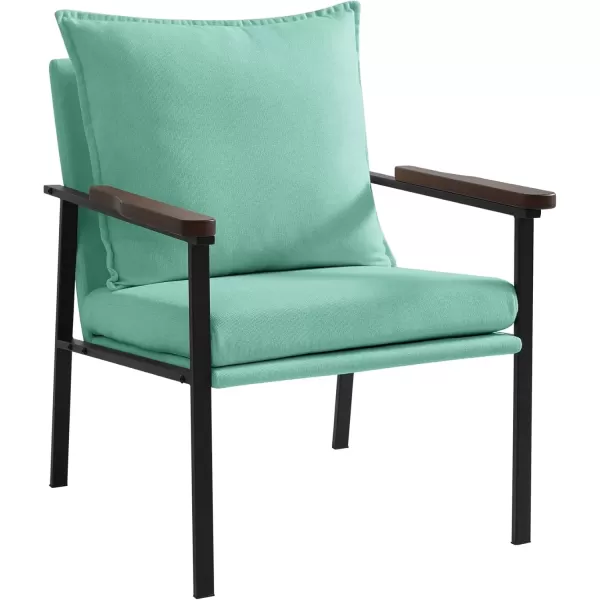 imageMERITLIFE Accent Chair Upholstered Living Room Chairs with Metal Frame Linen Single Sofa Armchair Reading Leisure Chair with High Back for for Living Room Bedroom Blue Set of 2Blue