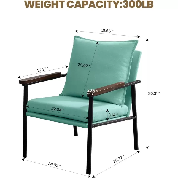imageMERITLIFE Accent Chair Upholstered Living Room Chairs with Metal Frame Linen Single Sofa Armchair Reading Leisure Chair with High Back for for Living Room Bedroom Blue Set of 2Blue