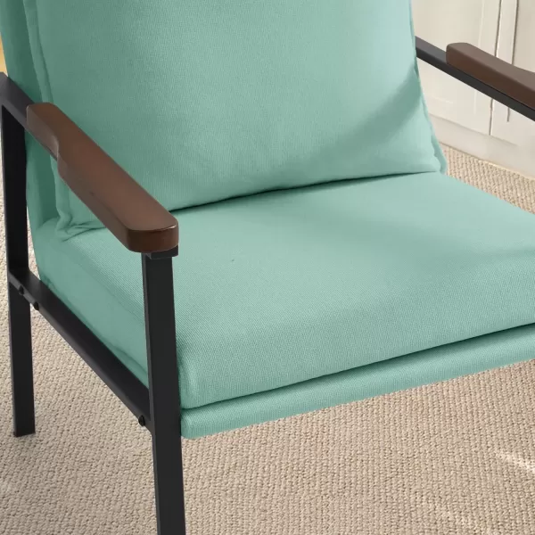 imageMERITLIFE Accent Chair Upholstered Living Room Chairs with Metal Frame Linen Single Sofa Armchair Reading Leisure Chair with High Back for for Living Room Bedroom Blue Set of 2Blue