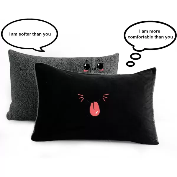 imageMERITLIFE California King Micromink Sherpa Comforter 3 Piece Bed SetComforter Set Warm ampamp Cozy Fleece Bedding Comforters ampamp Sets2 PillowcasesDoubleSidedMachine WashableBlack  Grey96quotx104quot