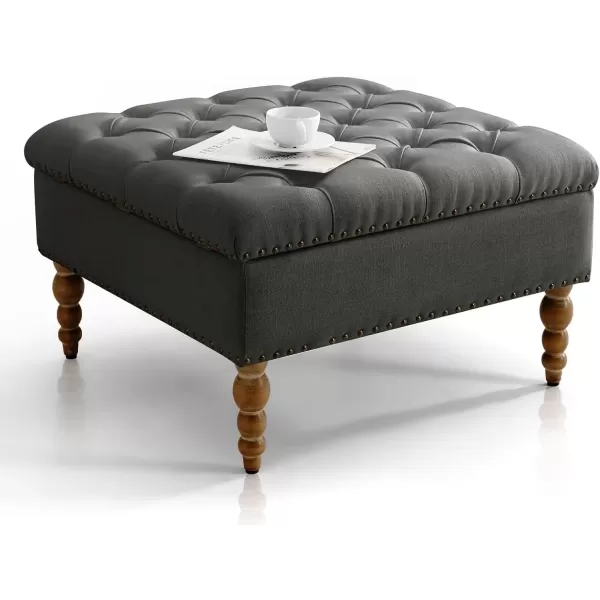 imageMERITLIFE Modern Large Square Storage Ottoman BenchCoffee Table with StorageEnd Table ampamp Footstool for Living Room Bedroom Light GrayLight Gray