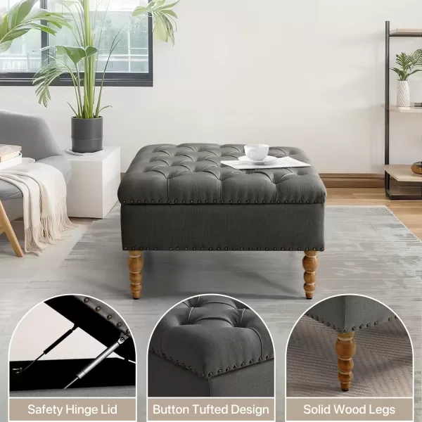 imageMERITLIFE Modern Large Square Storage Ottoman BenchCoffee Table with StorageEnd Table ampamp Footstool for Living Room Bedroom Light GrayLight Gray