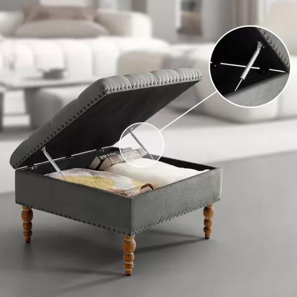 imageMERITLIFE Modern Large Square Storage Ottoman BenchCoffee Table with StorageEnd Table ampamp Footstool for Living Room Bedroom Light GrayLight Gray