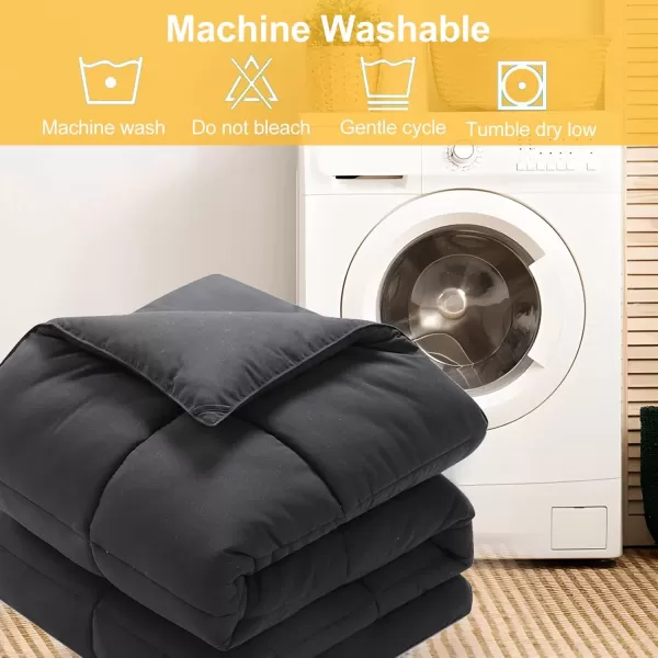 imageMERITLIFE Twin Comforter All Season Soft Down Alternative Bed ComforterLightweight and Breathable Microfiber Duvet Insert with 8 Corner TabsMachine Washable Dark Grey64quotx88quot