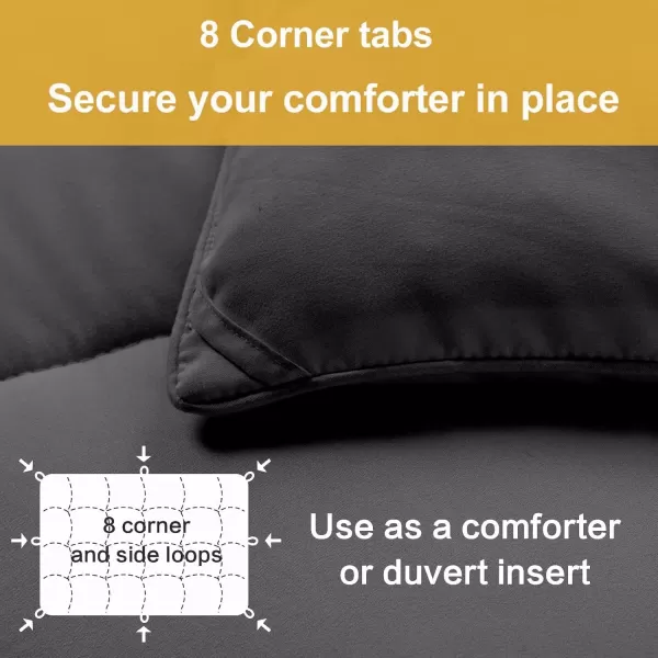 imageMERITLIFE Twin Comforter All Season Soft Down Alternative Bed ComforterLightweight and Breathable Microfiber Duvet Insert with 8 Corner TabsMachine Washable Dark Grey64quotx88quot