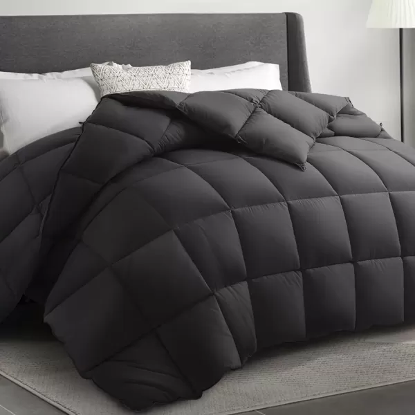 imageMERITLIFE Twin Comforter All Season Soft Down Alternative Bed ComforterLightweight and Breathable Microfiber Duvet Insert with 8 Corner TabsMachine Washable Dark Grey64quotx88quot