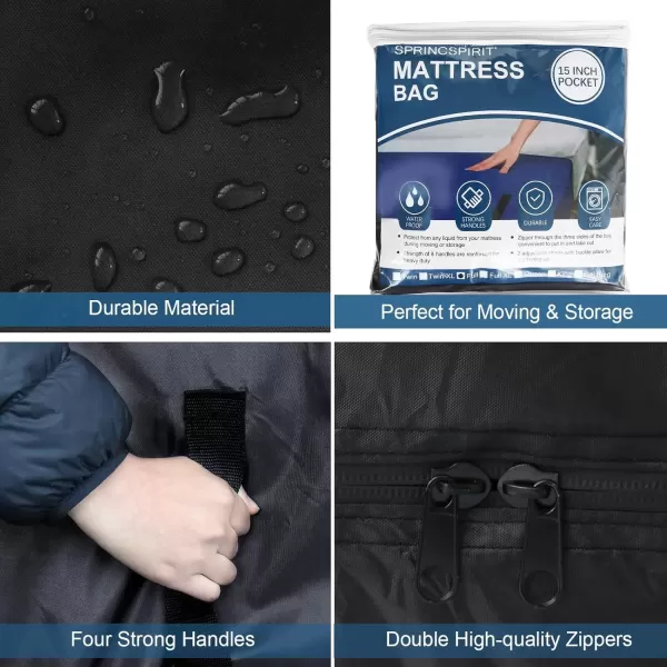 imageMattress Bags for Moving and Storage Heavy Duty Twin Mattress Bag with 4 Strong Handles 100 Waterproof Mattress CoverProtector for Moving Twin Size Reusable Thick Tarp Black2