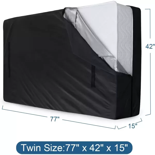 imageMattress Bags for Moving and Storage Heavy Duty Twin Mattress Bag with 4 Strong Handles 100 Waterproof Mattress CoverProtector for Moving Twin Size Reusable Thick Tarp Black1