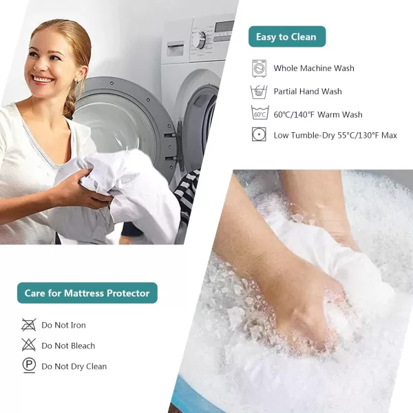 imageMattress Protector Full Size Waterproof Mattress Cover Soft Breathable Noiseless Bed Cover Deep Pocket for 615quot Pad  Machine Washable Vinyl Free 1 PackKing2 Pack