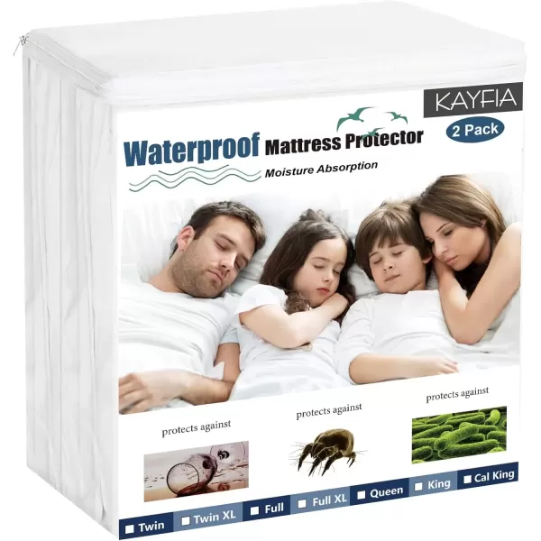 imageMattress Protector Full Size Waterproof Mattress Cover Soft Breathable Noiseless Bed Cover Deep Pocket for 615quot Pad  Machine Washable Vinyl Free 1 PackKing2 Pack