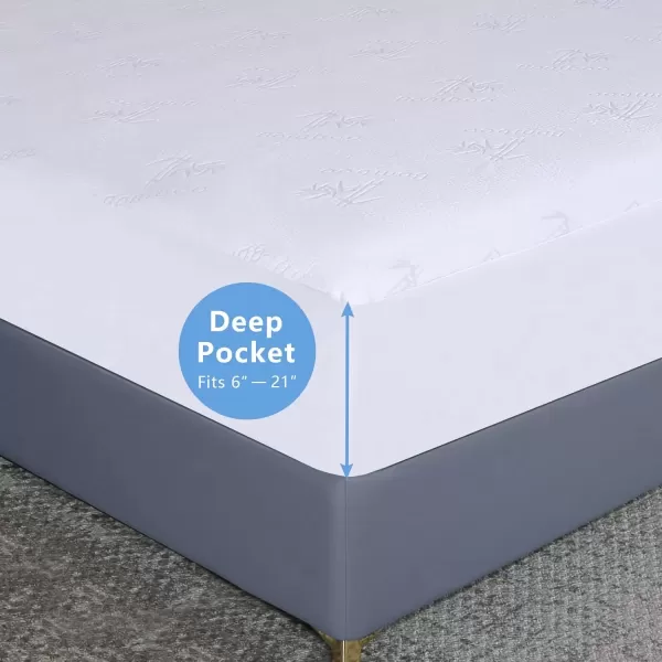 imageMattress Protector Full Size Waterproof Mattress Cover Soft Breathable Noiseless Bed Cover Deep Pocket for 615quot Pad  Machine Washable Vinyl Free 1 PackKing