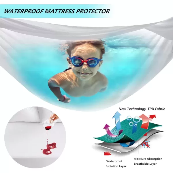 imageMattress Protector Full Size Waterproof Mattress Cover Soft Breathable Noiseless Bed Cover Deep Pocket for 615quot Pad  Machine Washable Vinyl Free 1 PackCalifornia King