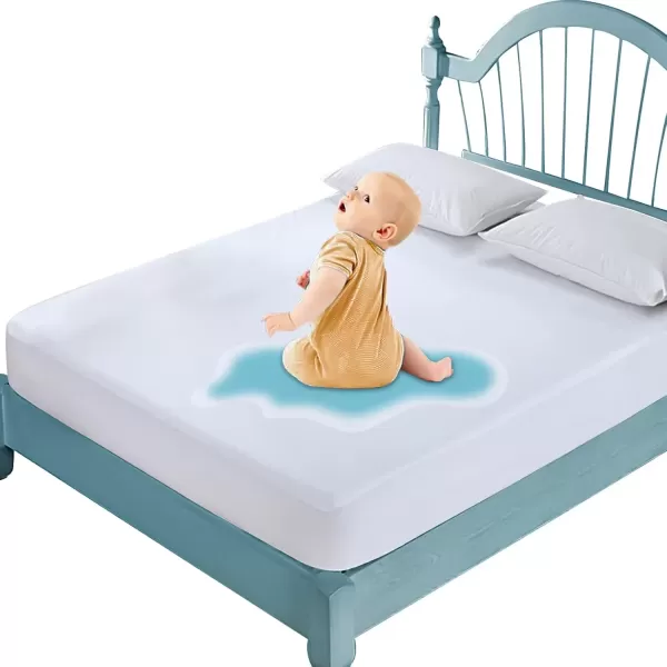 imageMattress Protector Full Size Waterproof Mattress Cover Soft Breathable Noiseless Bed Cover Deep Pocket for 615quot Pad  Machine Washable Vinyl Free 1 PackCalifornia King