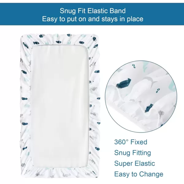 imagePack and Play Sheets Fitted Mini Crib Sheets 2 Pack Playard Sheets Compatible with Graco Pack n Play Ultra Soft Breathable Material DinosaursAqua