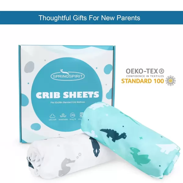 imagePack and Play Sheets Fitted Mini Crib Sheets 2 Pack Playard Sheets Compatible with Graco Pack n Play Ultra Soft Breathable Material DinosaursAqua