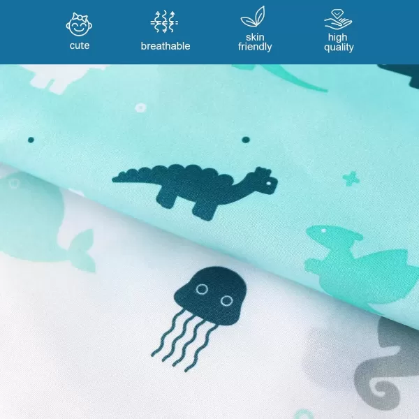 imagePack and Play Sheets Fitted Mini Crib Sheets 2 Pack Playard Sheets Compatible with Graco Pack n Play Ultra Soft Breathable Material DinosaursAqua