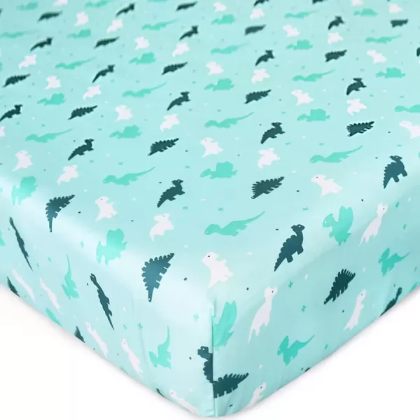 imagePack and Play Sheets Fitted Mini Crib Sheets 2 Pack Playard Sheets Compatible with Graco Pack n Play Ultra Soft Breathable Material DinosaursAqua