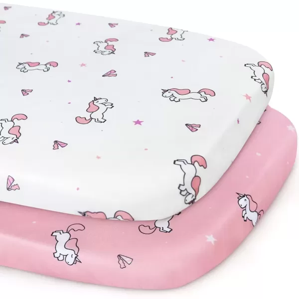 imagePack and Play Sheets Fitted Mini Crib Sheets 2 Pack Playard Sheets Compatible with Graco Pack n Play Ultra Soft Breathable Material DinosaursPink