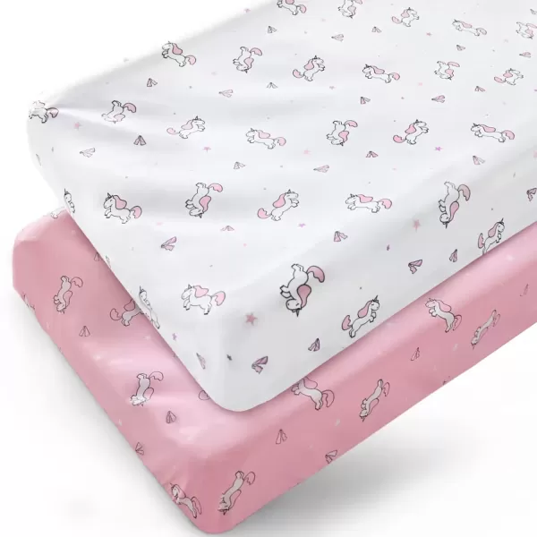 imagePack and Play Sheets Fitted Mini Crib Sheets 2 Pack Playard Sheets Compatible with Graco Pack n Play Ultra Soft Breathable Material DinosaursPink