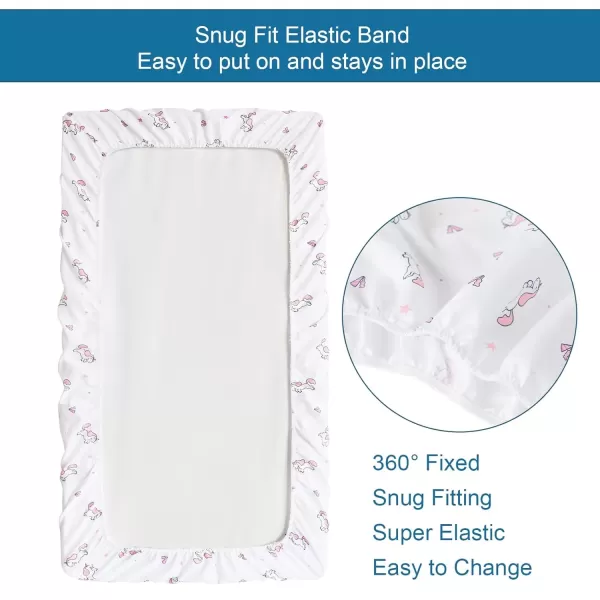 imagePack and Play Sheets Fitted Mini Crib Sheets 2 Pack Playard Sheets Compatible with Graco Pack n Play Ultra Soft Breathable Material DinosaursPink
