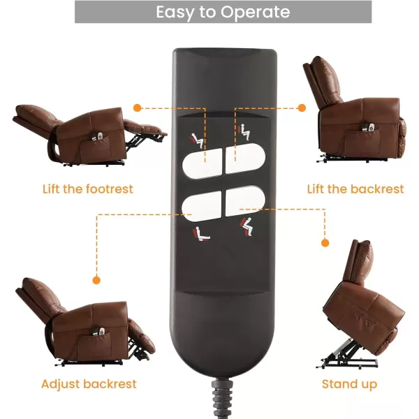 imagePower Lift Chair Recliner for Elderly with Massage ampamp Heat Power Lift Recliner Chairs for Elderly with Luxury 12MM Thick Leather Lift Chairs Recliners Pure Copper Dual Motors Lift Chair OcherOcher