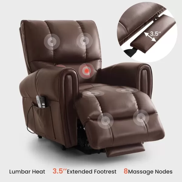 imagePower Lift Chair Recliner for Elderly with Massage ampamp Heat Power Lift Recliner Chairs for Elderly with Luxury 12MM Thick Leather Lift Chairs Recliners Pure Copper Dual Motors Lift Chair OcherBrown
