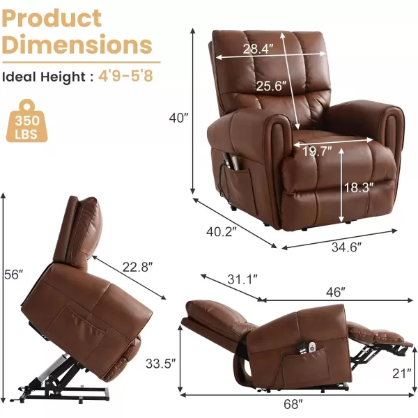 imagePower Lift Chair Recliner for Elderly with Massage ampamp Heat Power Lift Recliner Chairs for Elderly with Luxury 12MM Thick Leather Lift Chairs Recliners Pure Copper Dual Motors Lift Chair OcherOcher