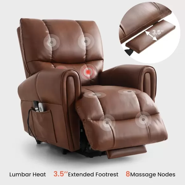 imagePower Lift Chair Recliner for Elderly with Massage ampamp Heat Power Lift Recliner Chairs for Elderly with Luxury 12MM Thick Leather Lift Chairs Recliners Pure Copper Dual Motors Lift Chair OcherOcher