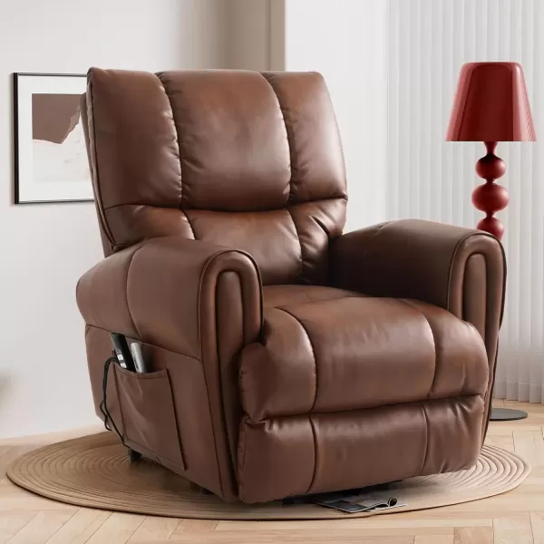 imagePower Lift Chair Recliner for Elderly with Massage ampamp Heat Power Lift Recliner Chairs for Elderly with Luxury 12MM Thick Leather Lift Chairs Recliners Pure Copper Dual Motors Lift Chair OcherOcher