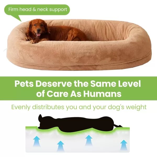 imagePremium 400 GSM 3D Air Fabric Medium Human Dog Bed for Adult People1 Napping Blanket Shabby Human Size Giant Orthopedic Dog Bed 68quot Lx325 Wx12 Th Firm Bolster Plush Detachable Cover KhakiKhaki