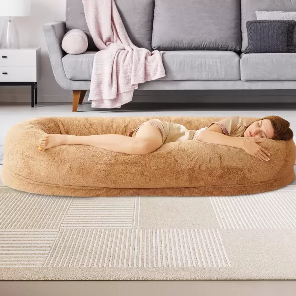 imagePremium 400 GSM 3D Air Fabric Medium Human Dog Bed for Adult People1 Napping Blanket Shabby Human Size Giant Orthopedic Dog Bed 68quot Lx325 Wx12 Th Firm Bolster Plush Detachable Cover KhakiKhaki