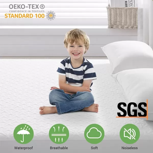 imagePremium Queen Mattress Protector 100 Waterproof 4D Air Fabric More Cooling Breathable Queen Mattress Cover Fitted 821quot Extra Deep Pocket Mattress Topper Washable Noiseless BeehiveQueenWhite